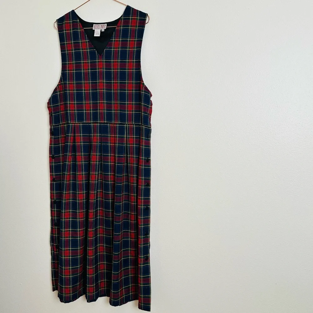 Vintage Hunts Point Plaid Sleeveless Jumper Dress - Picture 5 of 8